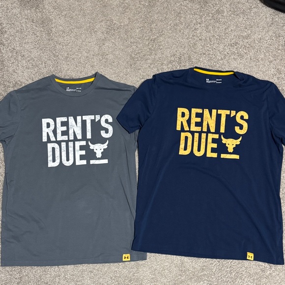 Under Armour Project Rock Rent's Due T-Shirt - Gray and Navy - Picture 1 of 7